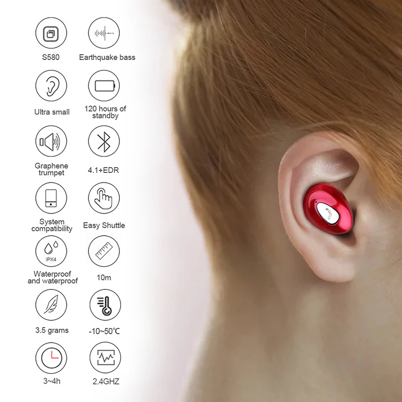 K3 Беспроводные Мини Bluetooth наушники спортивные 3D стерео Поддержка с микрофоном