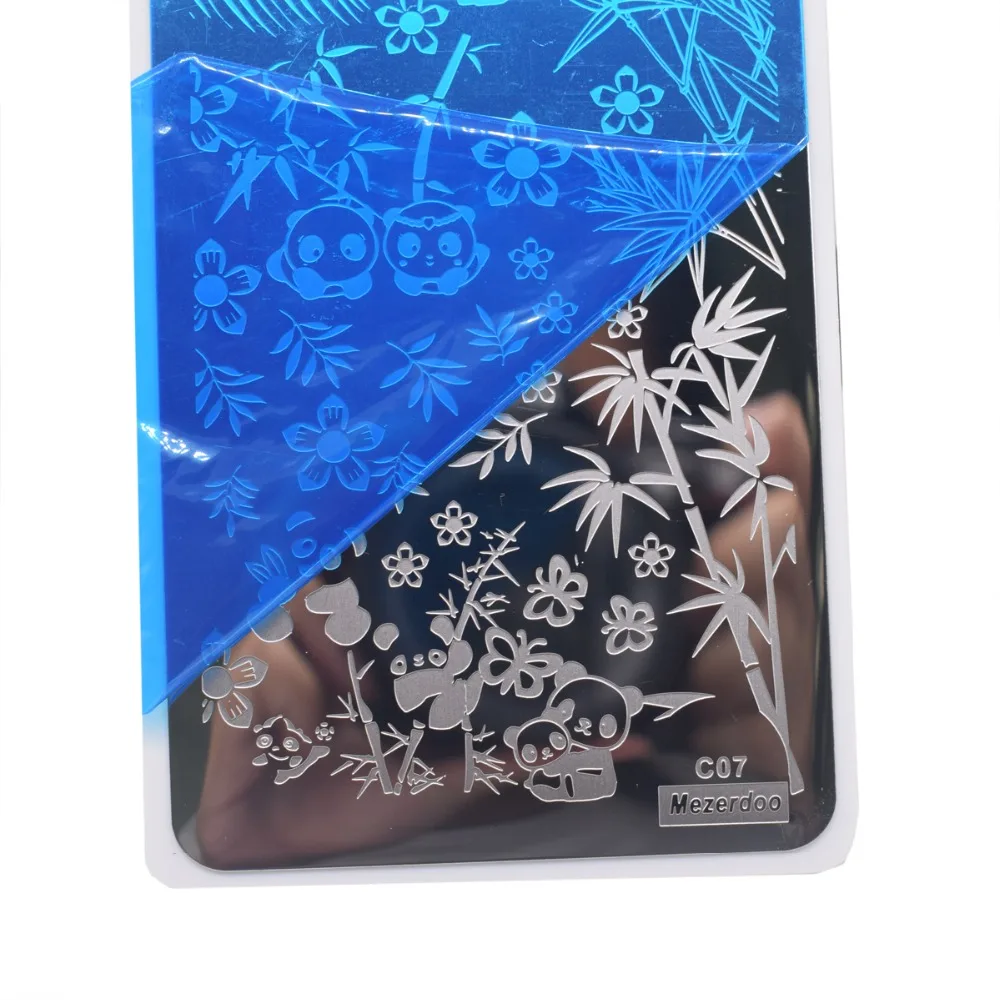 Пластина для маникюра шаблонные штампы пластин с геометрическим рисунком панды