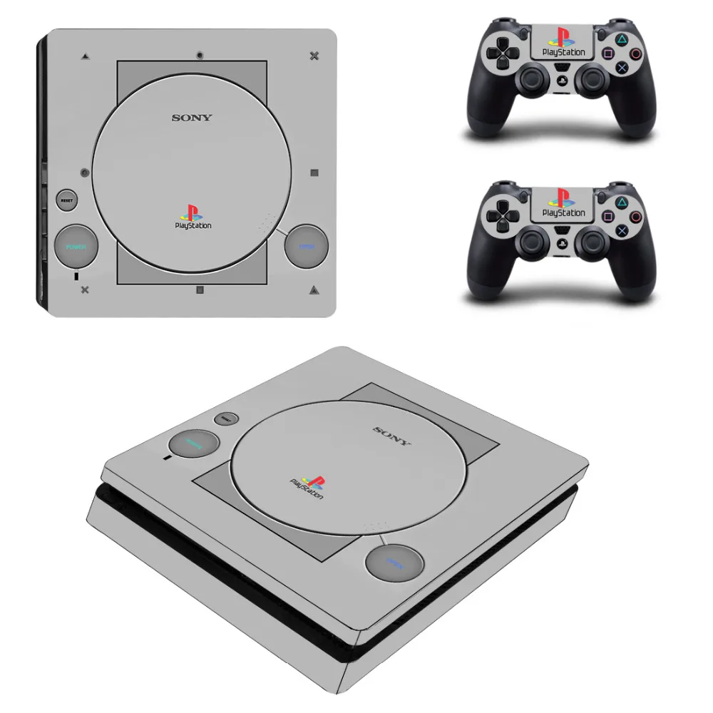 Стильная наклейка PS1 для PS4 Slim Skin консоли PlayStation 4 и контроллера Skins Виниловая |