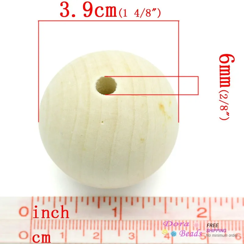 DoreenBeads Wood Spacer Beads Round Natural 3.9cm Dia Hole:Approx 6mm 5PCs (B29664) | Украшения и аксессуары