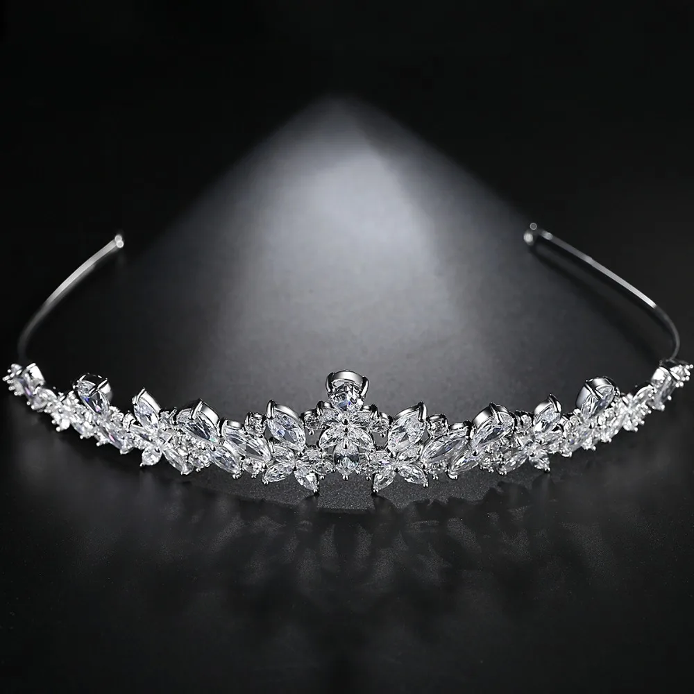 Luoteemi Роскошные Свадебные кристалл тиара корона принцессы Queen Pageant Ясно CZ ювелирных повязка Свадебные Женские аксессуары для волос