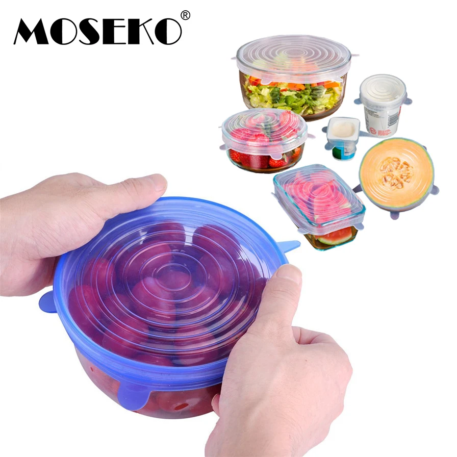 MOSEKO 6 шт./компл. универсальная Силиконовая Вакуумная Крышка для кухонной посуды