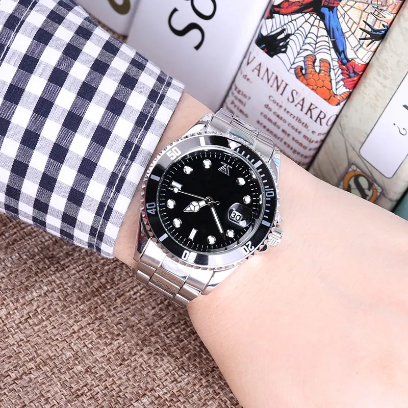 Silver band black Стальные мужские 30 м ролевые спортивные подарки для пары мужские wo Мужские Женские наручные часы для влюбленных браслет Rolexable relogio masculino - Цвет: Silver band black