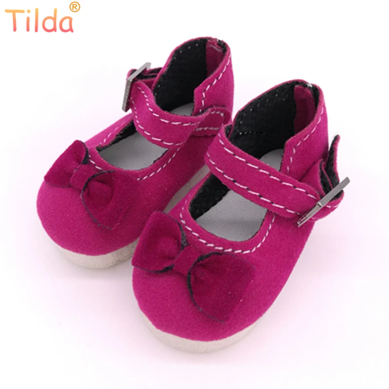 bright pink Тильда 5,6 см BJD кукла обувь для Paola Reina куклы повседневные кроссовки аксессуары для кукол, мини-игрушки сапоги с бантом, девушка кукла обувь - Цвет: bright pink