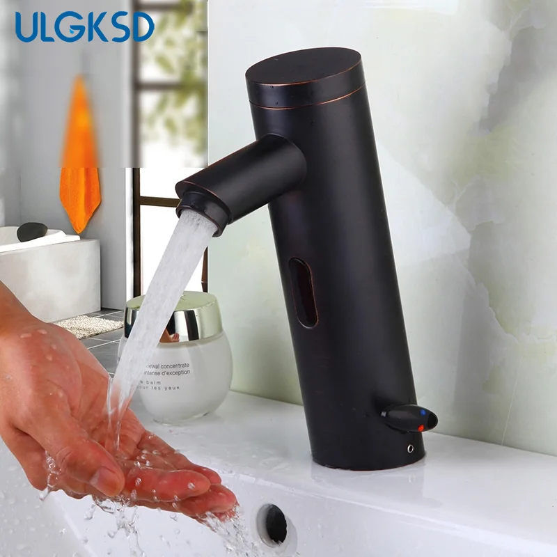 ULGKSD смеситель для раковины, без масла, без бронзы, смесители с датчиками, горячая, холодная, автоматическая, ручной, сенсорный смеситель для ванной комнаты