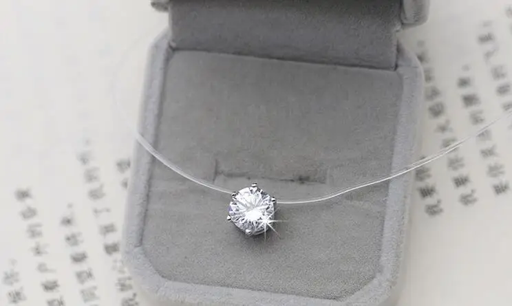 2 шт. посеребренные блеск Циркон цепочки и ожерелья Невидимый прозрачная леска