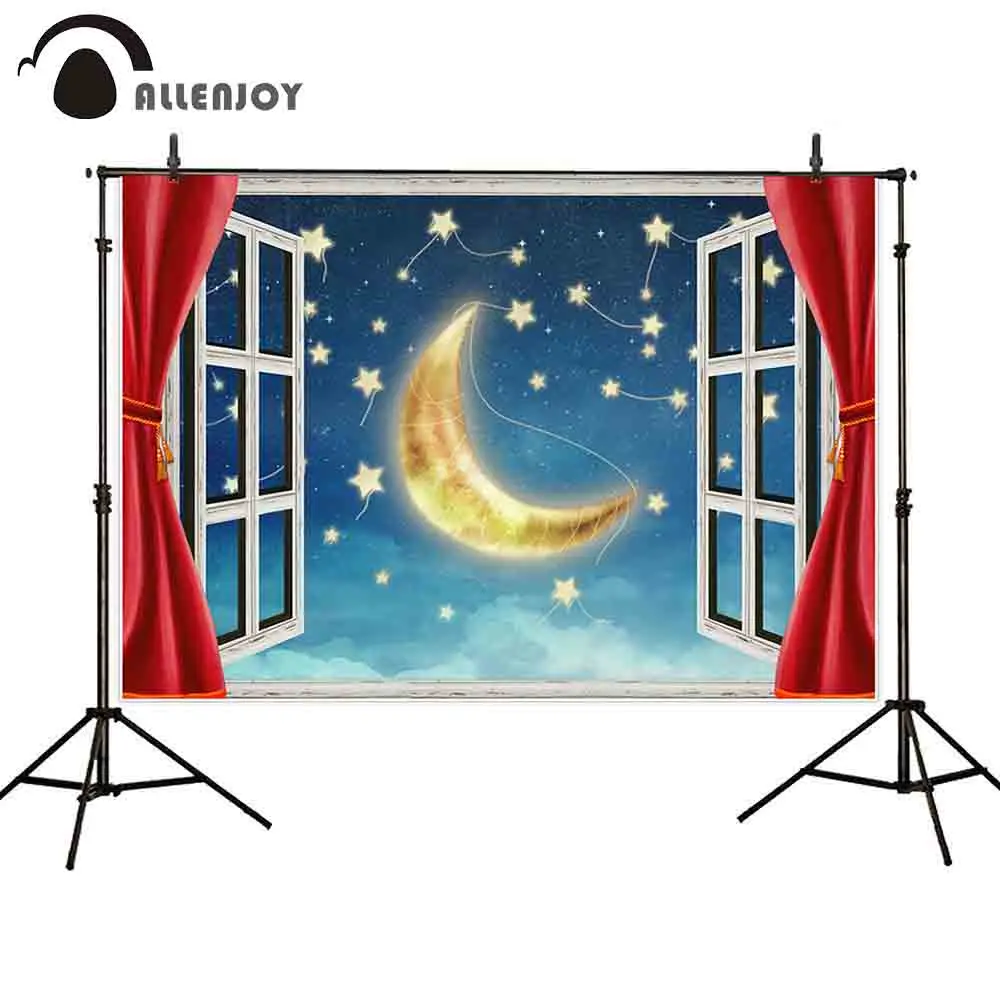 Allenjoy фон для фотосъемки ночное окно луна сказка звездное небо фотостудия Портрет