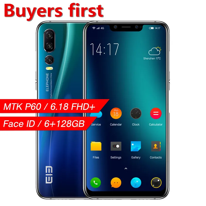 2019 оригинальный смартфон Elephone A5 MT6771 Восьмиядерный 6 18 &quotFHD 7: 9 Android 8 1 ГБ + 128 Гб 20MP Face