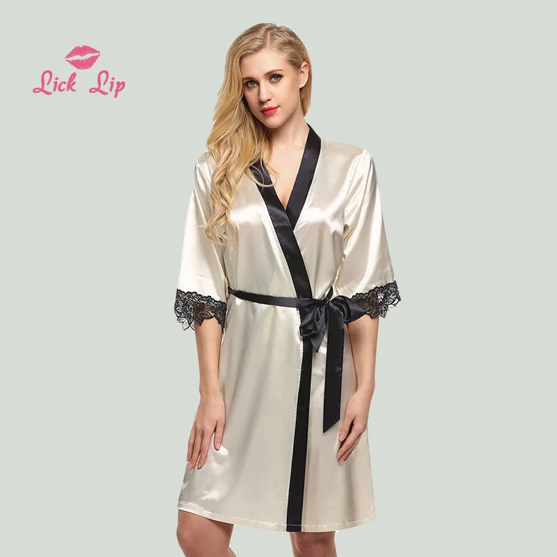 Халат кимоно Женский атласный кружевной 6 цветов|Халаты| |
