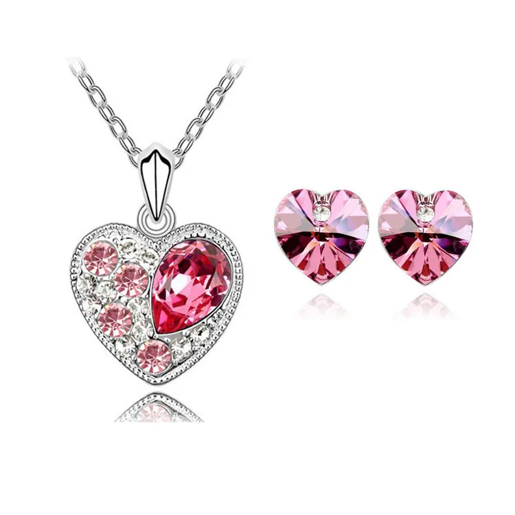 Оптовые продажи Австрийский Кристалл Ювелирные наборы подвески в форме сердца