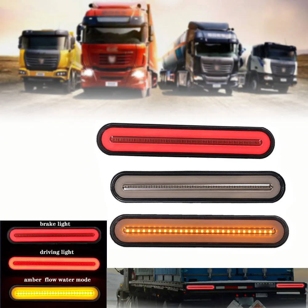 12 V/24 V 100LED прицеп грузовик тормозной светильник Водонепроницаемый Неон гало кольца хвост и стоп светильник течет поворотов светильник задний фонарь