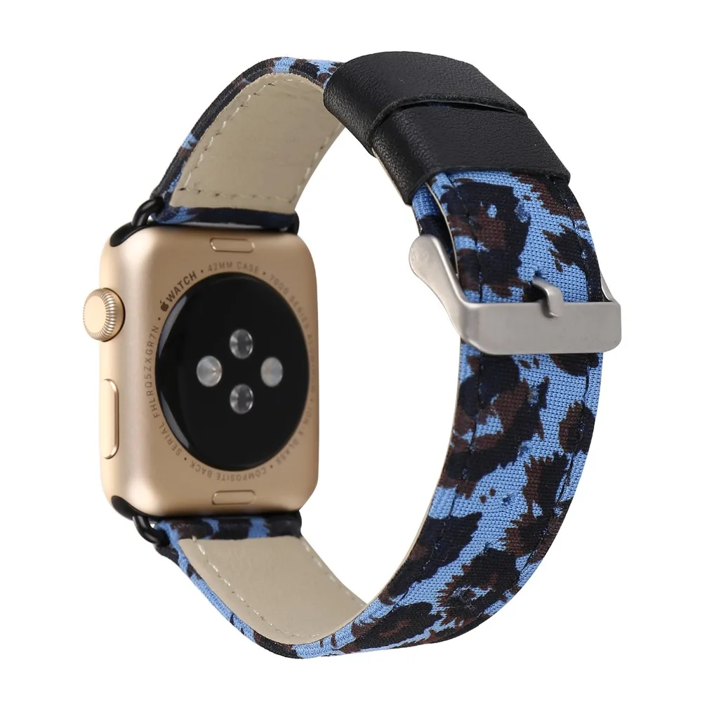 Ремешок Леопардовый Для Apple Watch band 44 мм 40 кожаный браслет с гепардовым принтом для