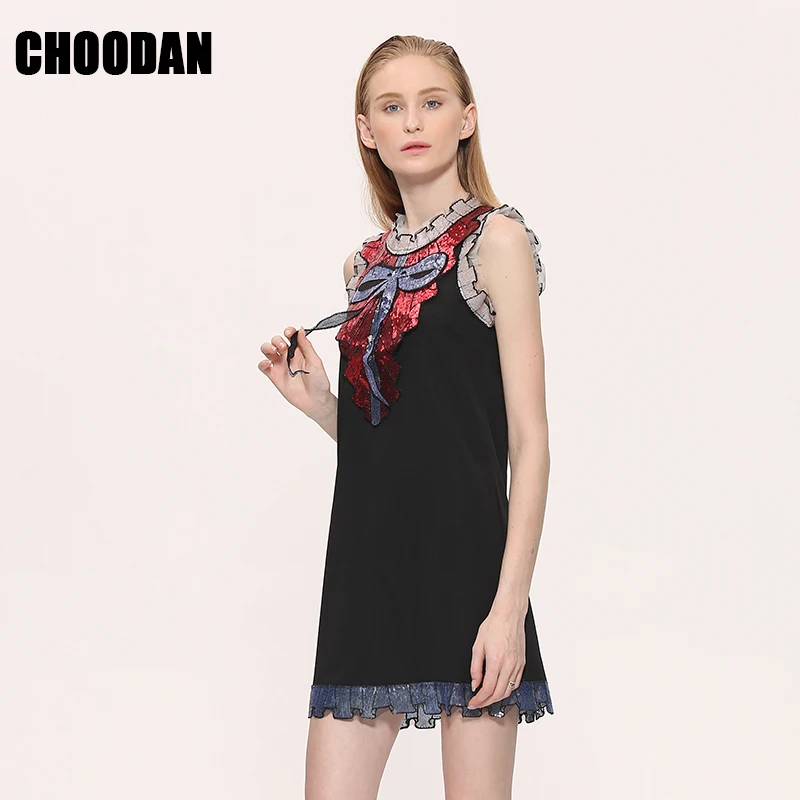 Женские вечерние платья с блестками летние кружевные без рукавов белые/черные