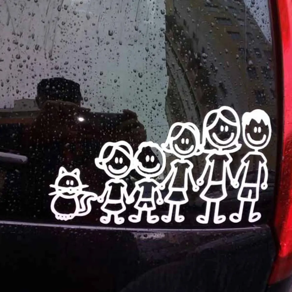 Kawaii Забавный Семья член декоративные светоотражающие Авто Наклейка с