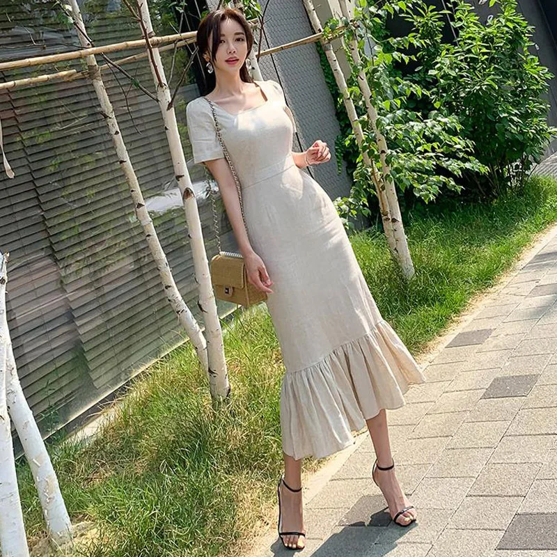 Женское квадратное платье с оборками облегающее запахом женское летнее в