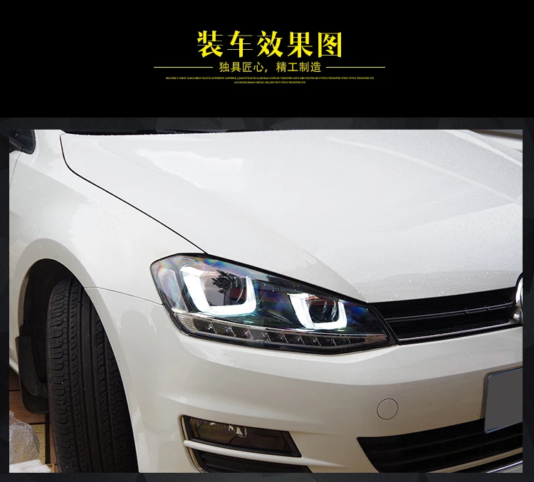 AKD автомобильный стайлинг головной фонарь для VW Golf 7 фары для автомобиля Golf7 светодиодный фонарь ангел глаз DRL светодиодный сигнал H7 D2H Hid вариант биксеноновый луч