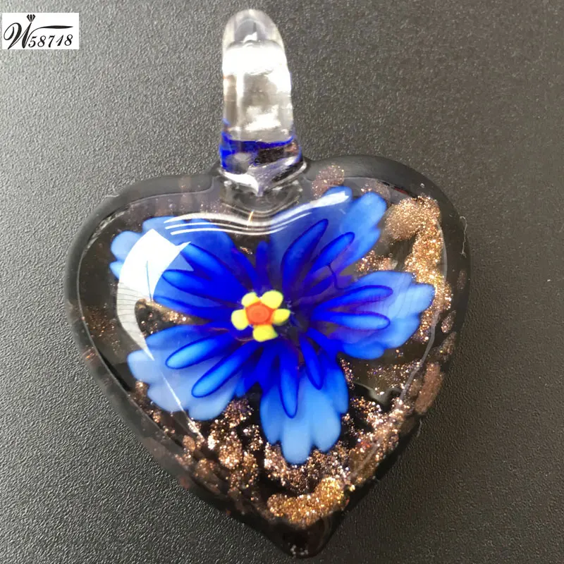 Бесплатная доставка Красивая ювелирные изделия 31x38 мм Lampwork Стекло цветок Для