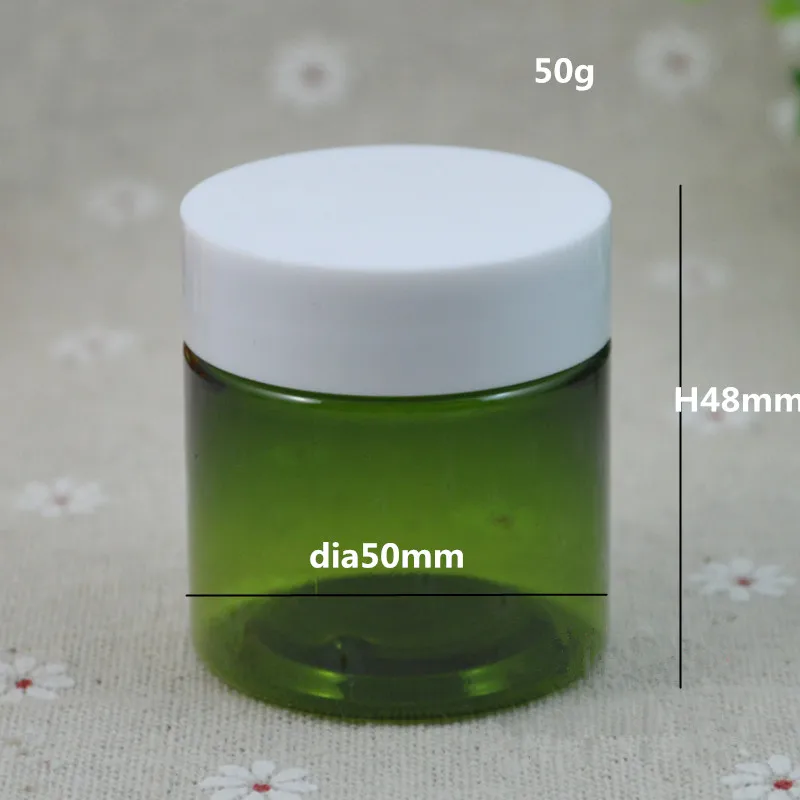 Зеленый пластиковый контейнер для крема емкость 50 г с крышками пустая
