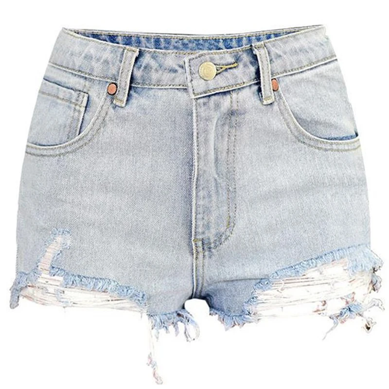 Фото 2019 летние модные байкерские шорты джинсовые женские с высокой талией рваные