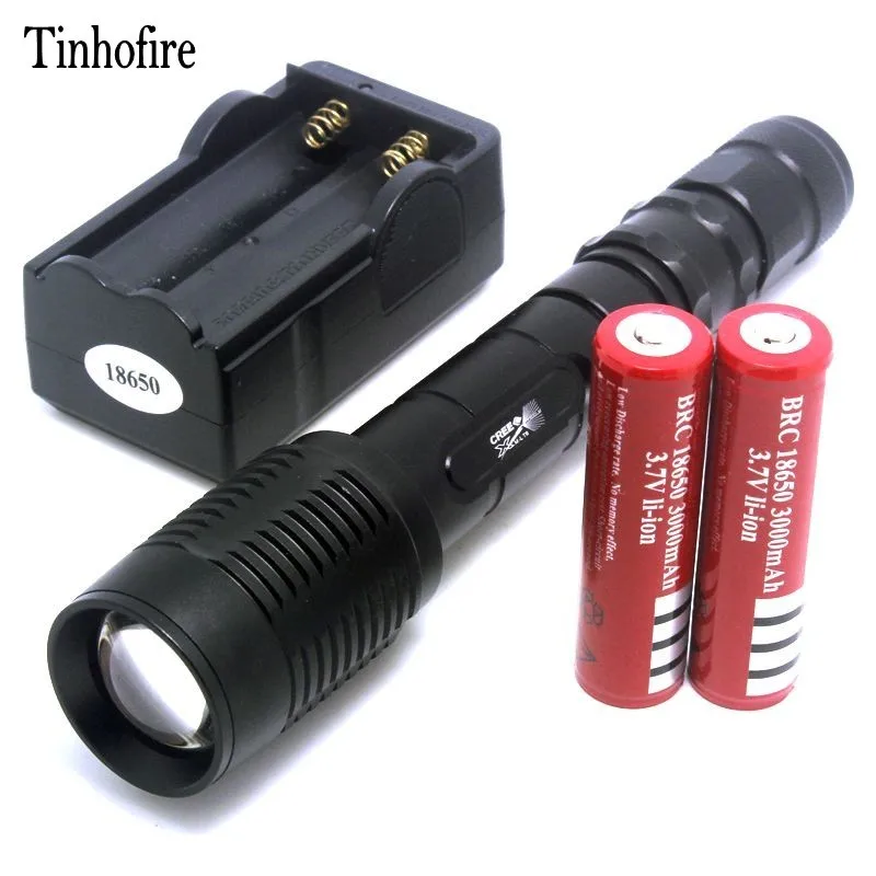 Tinhofire ZOOM Cree XM L T6 3000 лм масштабируемый регулируемый фонарь онарик + 2*18650 мАч