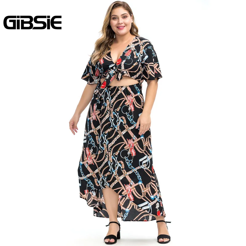 Женское пляжное платье GIBSIE повседневное Пляжное Платье макси с v образным