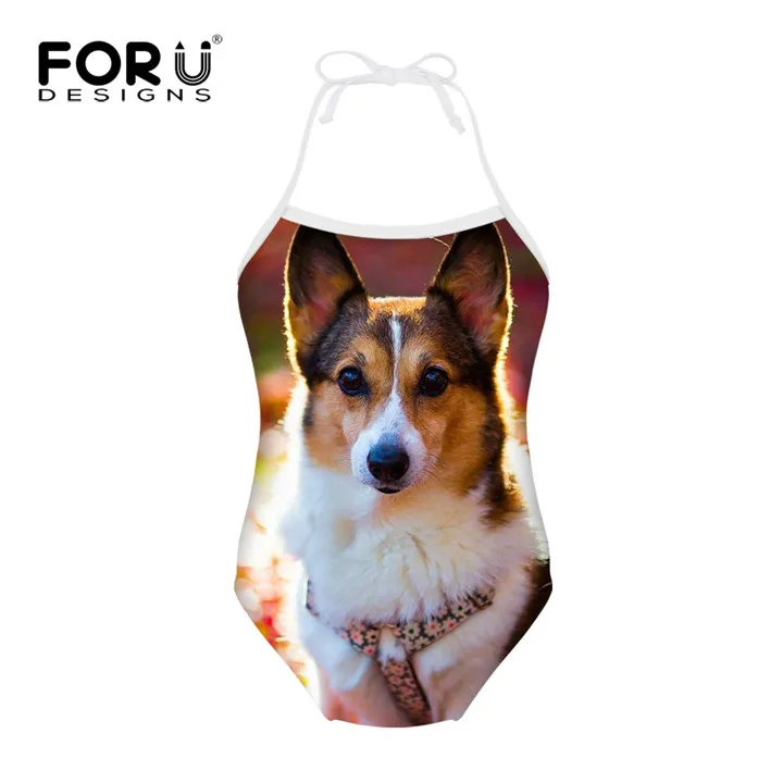 H157BS Forudesigns/детей Купальники для малышек купальник для Обувь для девочек милый плюшевый пес печати Одна деталь плавать Костюмы для детей Купание Костюмы пляжная одежда - Цвет: H157BS