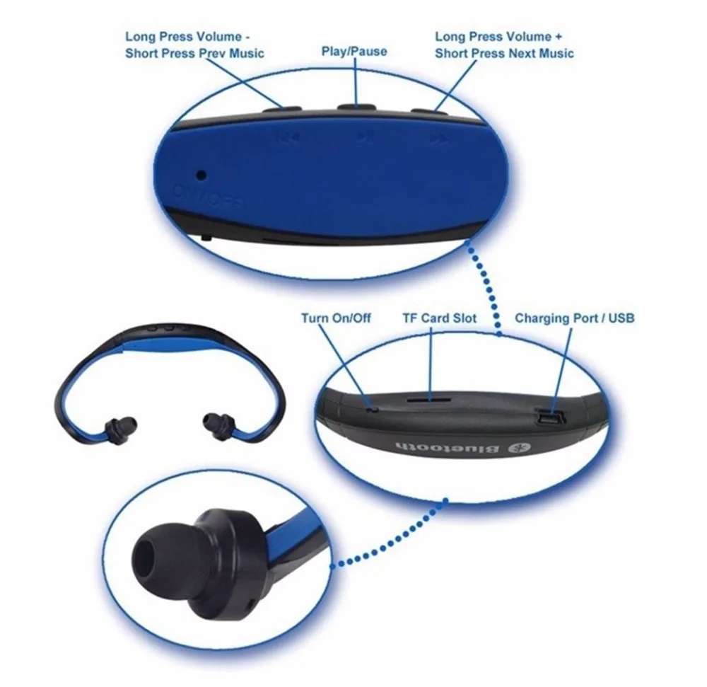 Беспроводные наушники Bluetooth уличная спортивная гарнитура с микрофоном поддержка