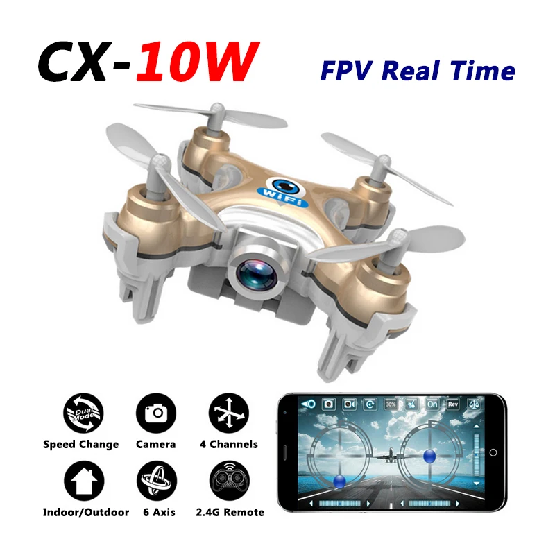 Cheerson CX 10W Мини Quadcopter Квадрокоптер Drone с Камерой FPV Модернизированный 10 RC Вертолет