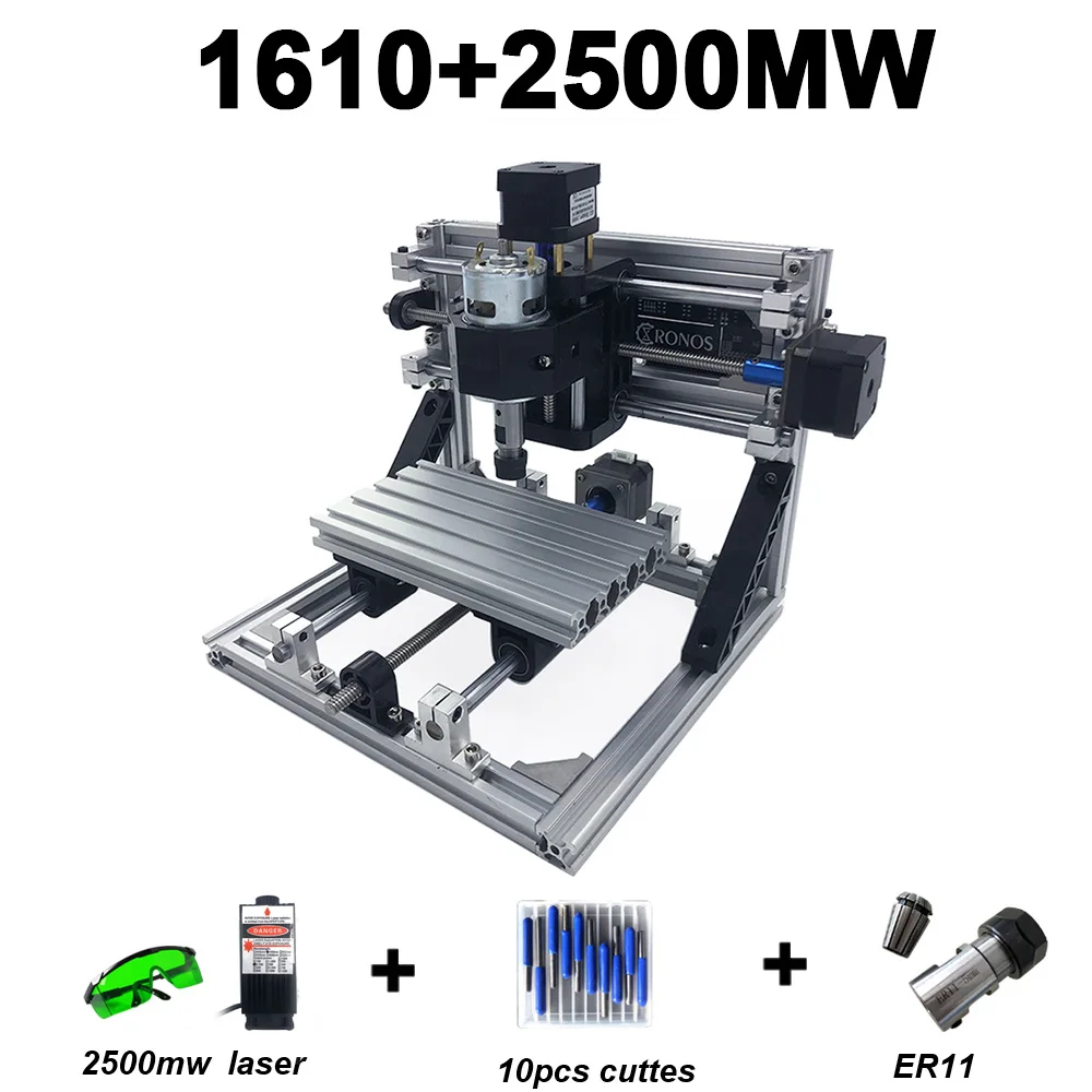 CNC 1610 с ER11 гравировальный станок с ЧПУ, рабочая зона 16x10x3 см, фрезерный станок по дереву, фрезерный станок с ЧПУ, гравировка из нержавеющей стали, металл - Цвет: 2500mw
