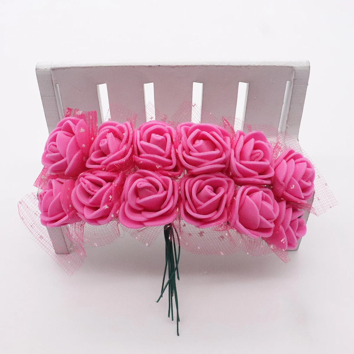 rose red 12 шт./лот, искусственный кружевной цветок из пенопласта для свадьбы, украшения для самодельного изготовления, венок, Подарочный декор, искусственный цветок, скрапбукинг - Цвет: rose red