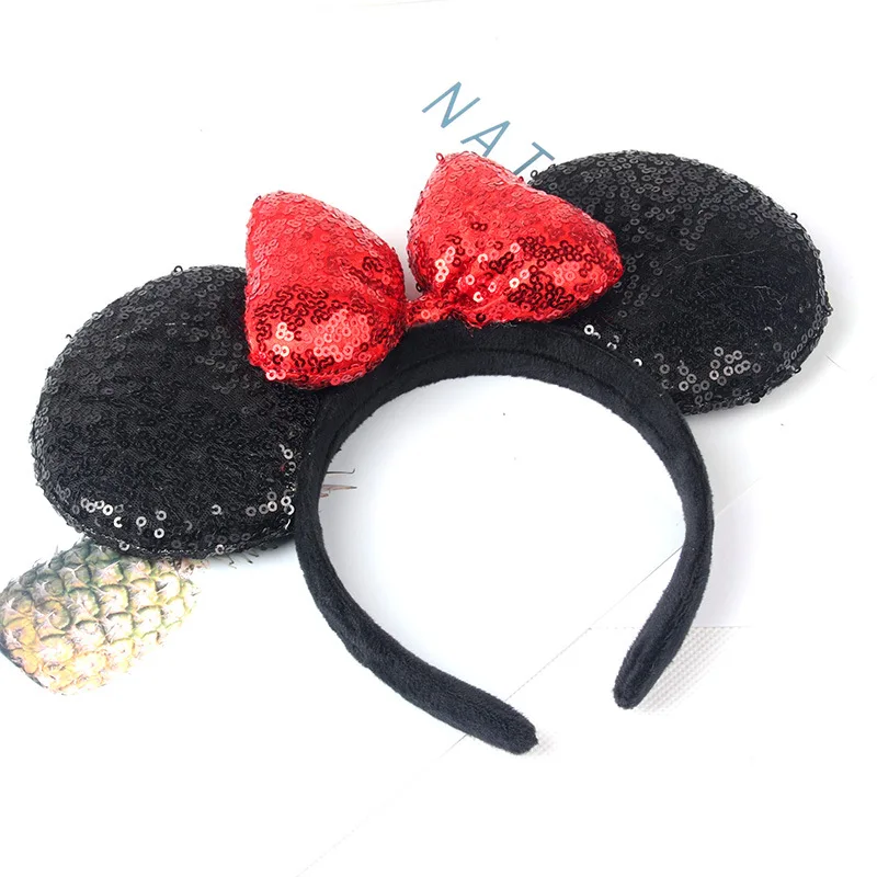 Disney/высокое качество, аксессуары для девочек, милый обруч Микки Маус, блестящая повязка на голову, шпилька, вечерние украшения