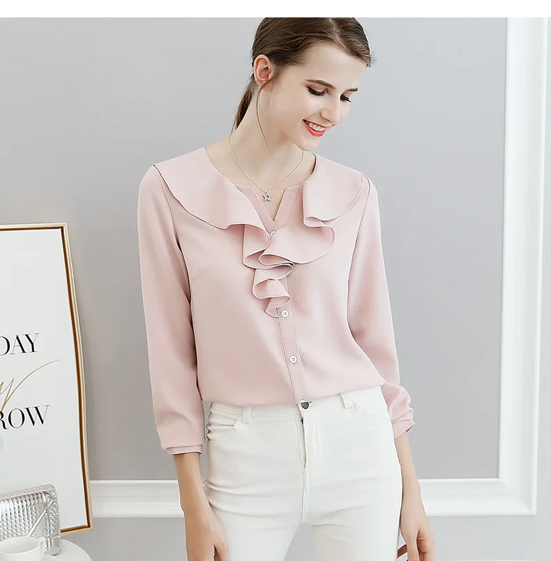 Оборками для женщин s Топы корректирующие и блузки малышек элегантный рубашки