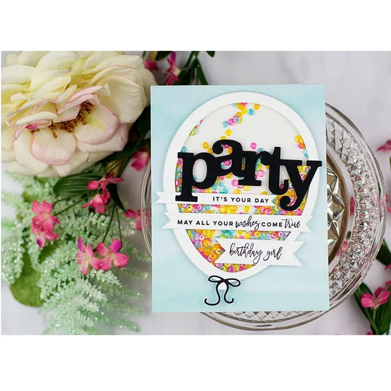 

Word Party Metal Cutting Dies Stencils For DIY Scrapbooking Decorative Embossing Suit Paper Cards Die Cutting Template New 2018