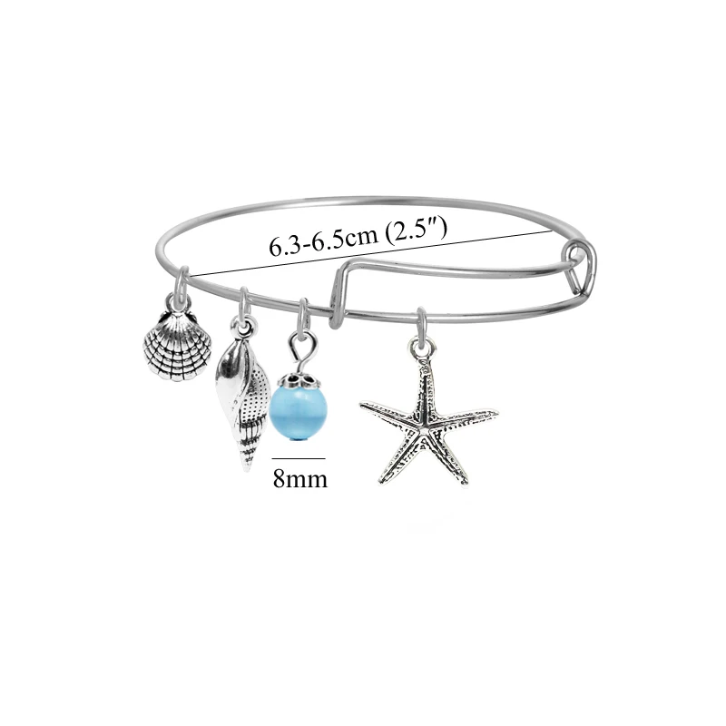 Бусины ракушки в богемном стиле очаровательный расширяемый проволочный браслет