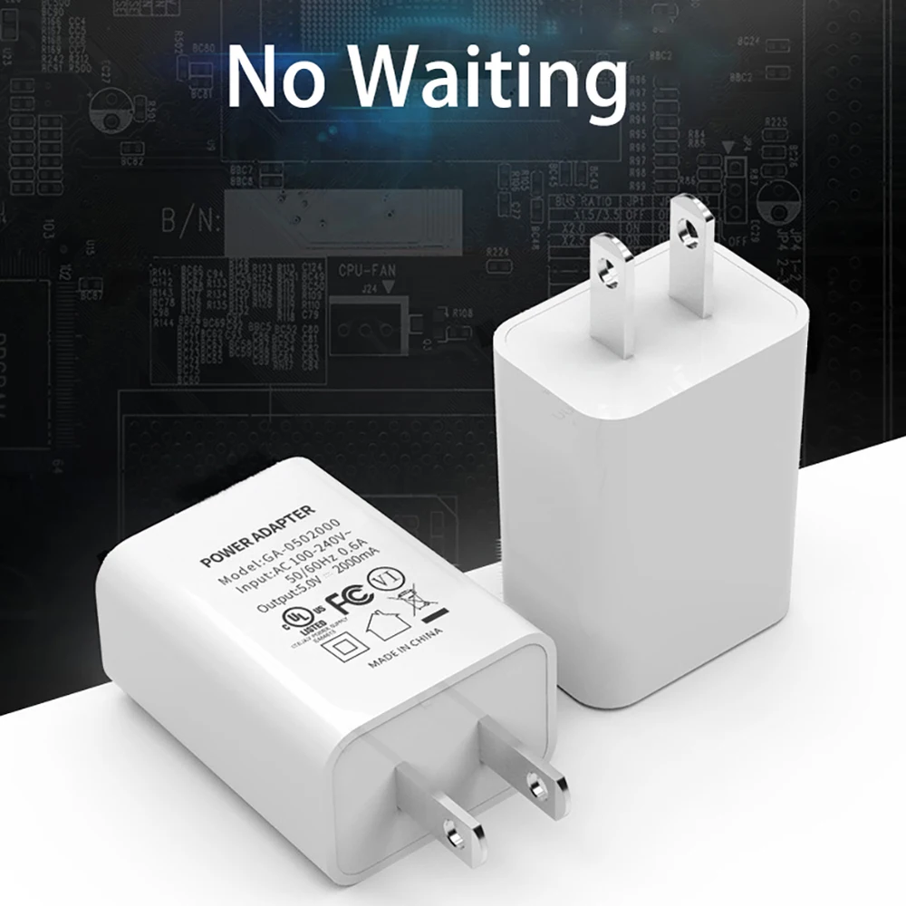 

5V 2A USB Wall Power Adapter Charger 2 PIN US Plug For Smart Mobile Phone for iPhone Samsung Xiaomi Huawei