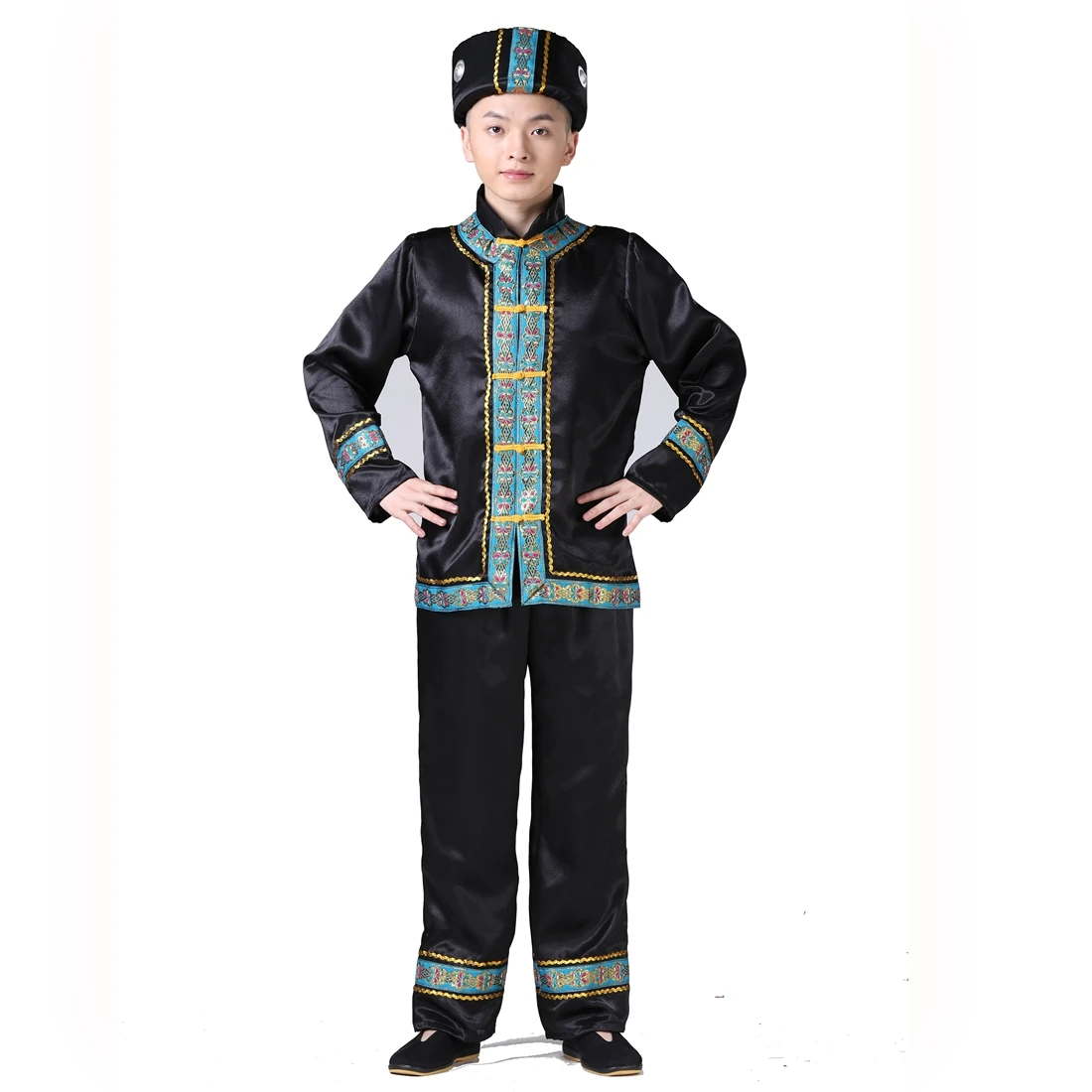 Miao Hmong одежда с шапкой костюмы хмонг Китайский народный танец Детские Zhuang Dai