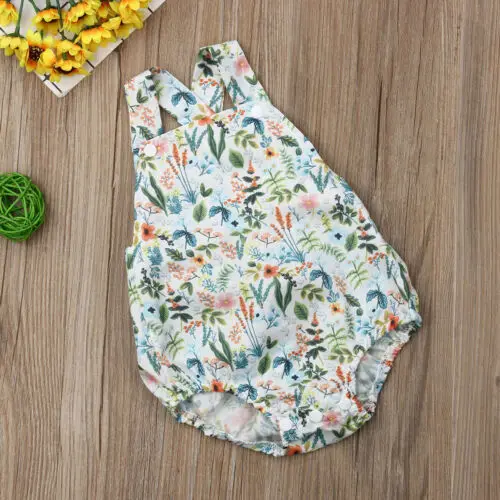 Canis/милый комбинезон с цветочным принтом для новорожденных девочек летняя одежда