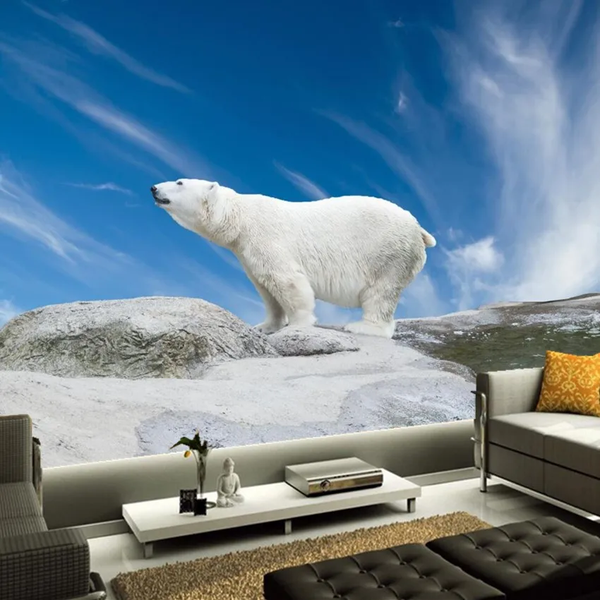 Пользовательские 3D росписи медведи полярное небо Животные Природа papel де parede