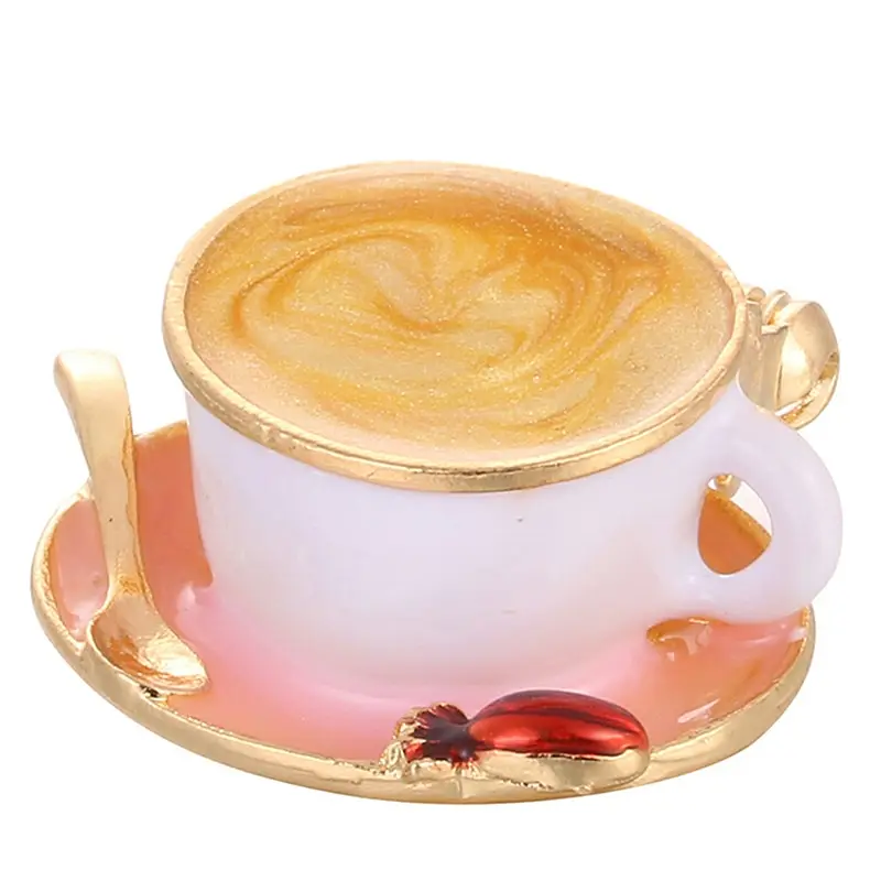 Эмалированная чашка для кофе брошь ложка модный диск форма женские броши на