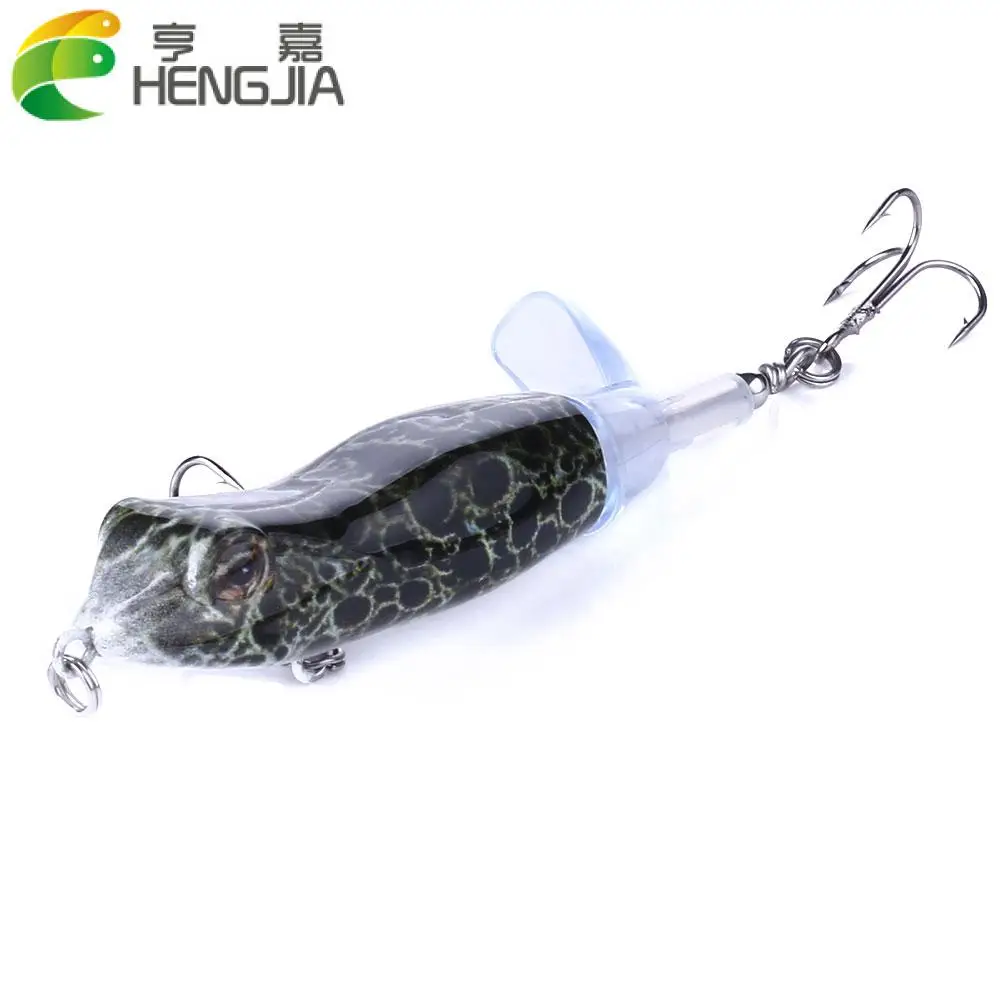 

HENGJI 9cm 11g Topwater Frog Whopper Plopper Fishing Lures Hard Artificial Bait with Rotating Soft Tail Pike Fishing Tackle Lure