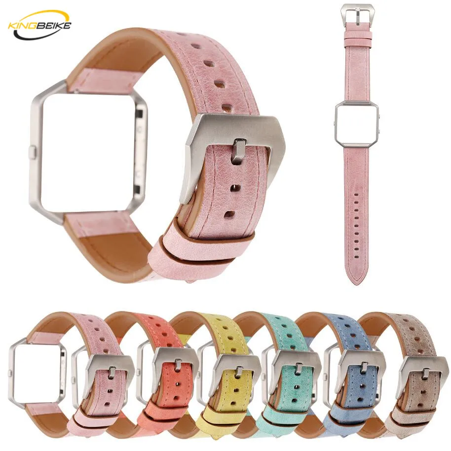6 цветов модный кожаный ремешок для часов + рамка Fitbit Blaze браслет умные часы