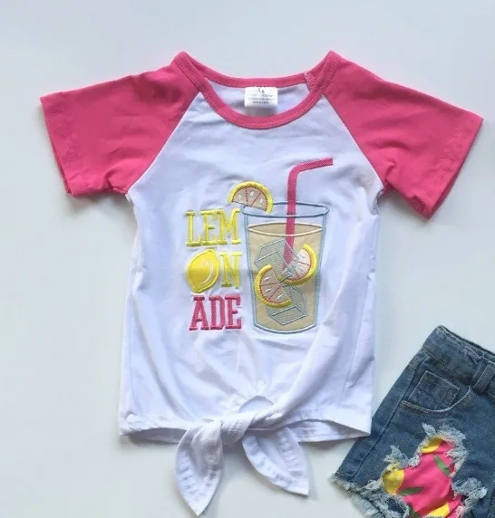 baby girls clothes summer lemon drinking T-shirts children boutique | Детская одежда и обувь
