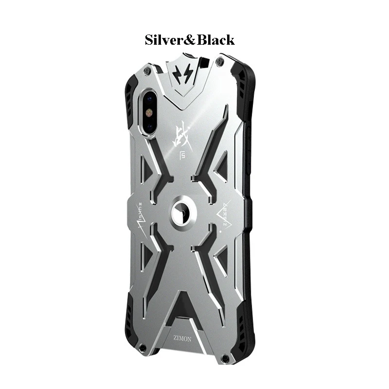 Silver Black Zimon чехол для iphone x Анти-осень противоударный крутой панковский Броня металлический алюминиевый Магнитный чехол-подставка для iphone X защитный чехол - Цвет: Silver Black