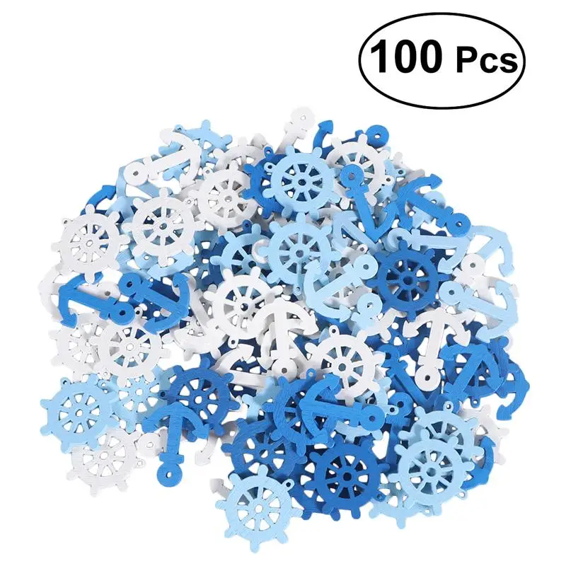 100 шт якорь и руля Деревянные Подвески скрапбукинг украшения дома декоративные