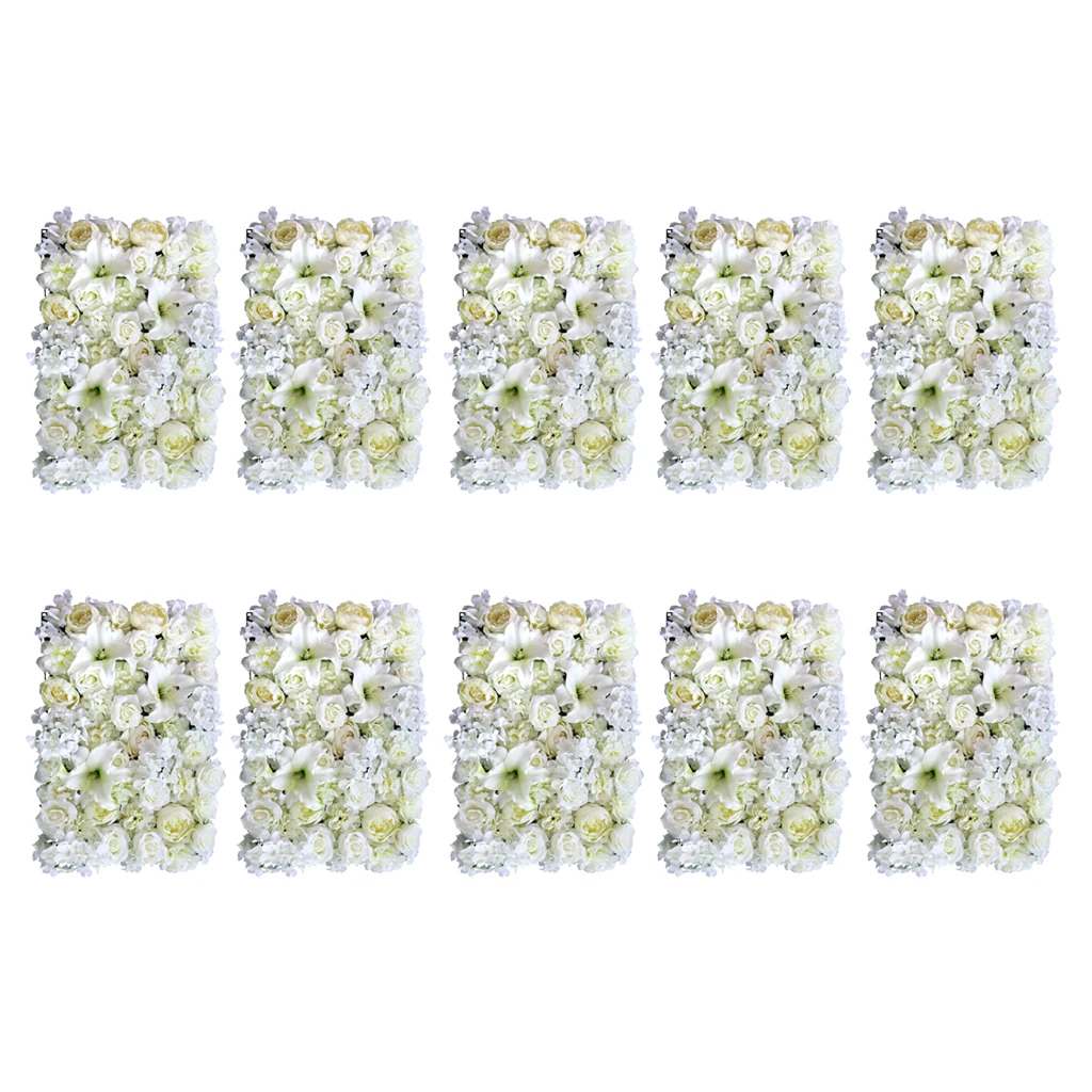 

10pcs Artificial Rose Peony Lily Flower Wall Panels Wedding Venue Decor