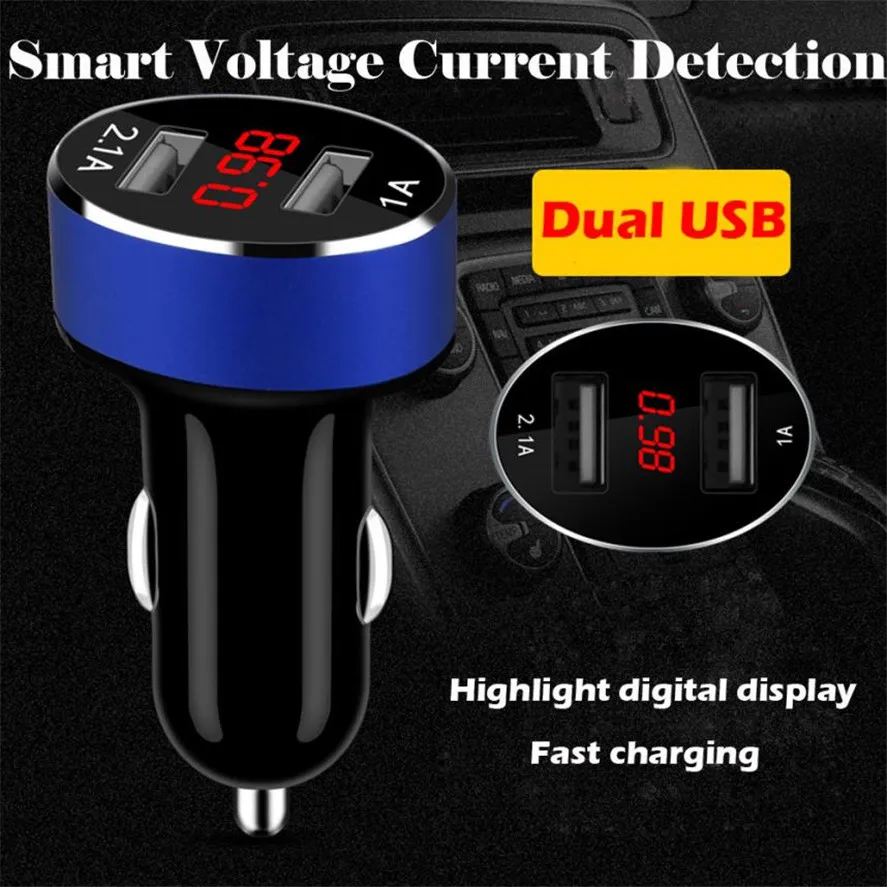 Новое автомобильное зарядное устройство с двумя usb портами 1 шт. 2 порта ЖК дисплей