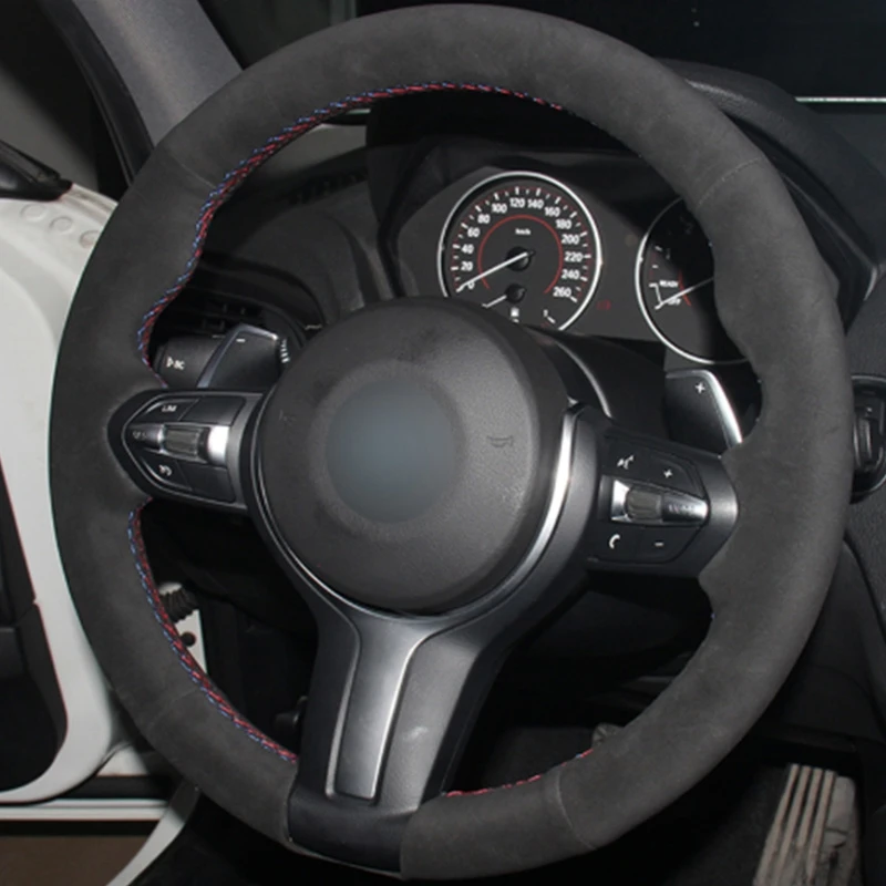 Ручной работы черная замша крышка рулевого колеса для Bmw F87 M2 F80 M3 F82 M4 M5 F12 F13 M6 X5 м F86