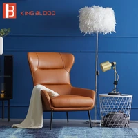 living room chair high back designer relax leisure pu leather chair orange armchair