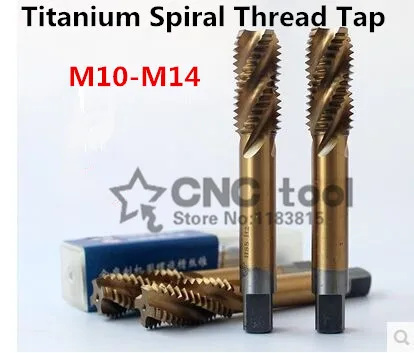 

New 5PCS M10/M10*1/M12/M12*1/M14/M14*1.5 yellow coated high speed steel machine taps spiral groove machine tap,Spiral Thread Tap