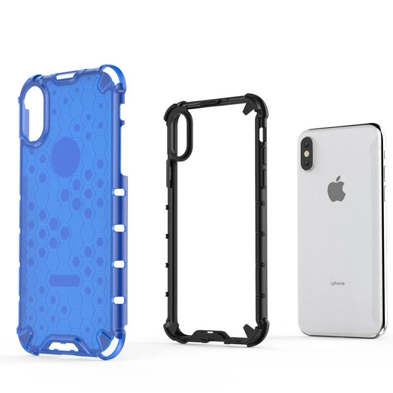 Hybrid PC Armor Case For iPhone XS Max XR X Honeycomb Pattern Clear Shockproof Bumper 7 8 Plus 6 6S Capa |